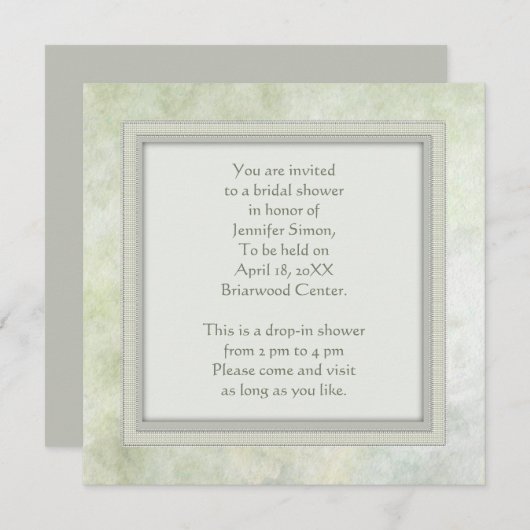 緑のトーンのブライダルシャワー招待水色 招待状 (正面/裏面)