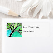 緑のトーンの冬の木 ラベル (インサイチュ)