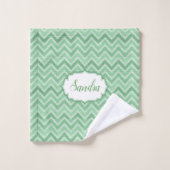 緑のトーンの山形 バスタオルセット (ウォッシュタオル)