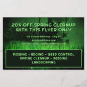 緑のトーンの草のインスパイア刈り チラシ (裏面)