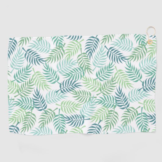 緑のトーン熱帯のプラムの離れパターン敷物 ゴルフタオル (横)