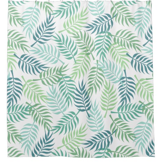 緑のトーン熱帯のプラムの離れパターン敷物 シャワーカーテン (正面)