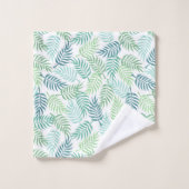 緑のトーン熱帯のプラムの離れパターン敷物 バスタオルセット (ウォッシュタオル)