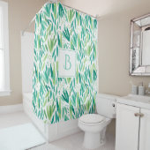 緑のトーン熱帯の葉柄 シャワーカーテン (インサイチュ)