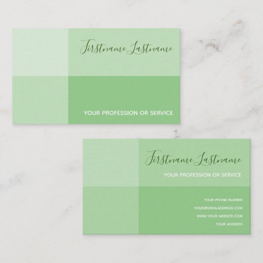 緑のトーン長方形の緑のライム書 名刺 (正面/裏面)