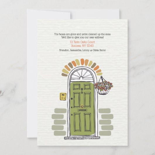 緑のドアの引っ越し案内 招待状 (正面)