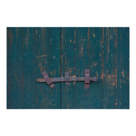緑のドアの錆びたドアラッチ ポスター (正面)