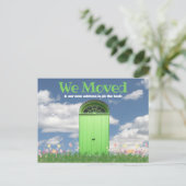 緑のドアの雲の花を私たちは発表を移動 ポストカード (スタンド正面)