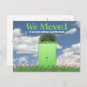 緑のドアの雲の花を私たちは発表を移動 ポストカード (正面/裏面)