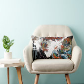 緑のドラゴンと鳳黄。イラストレーション ランバークッション (椅子)