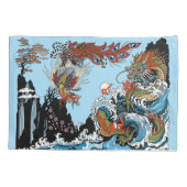 緑のドラゴンと鳳黄。イラストレーション 枕カバー (裏面)