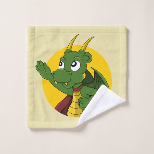 緑のドラゴンの手洗い布 ウォッシュタオル (ウォッシュタオル)