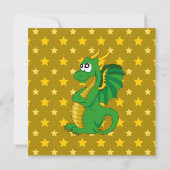 緑のドラゴンの漫画の誕生日プリント招待状 招待状 (裏面)