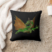 緑のドラゴンファンタジー作品 クッション (ブランケット)