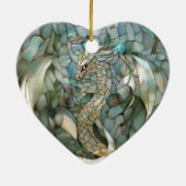 緑のドラゴンフェイクステンドグラス セラミックオーナメント (裏面)