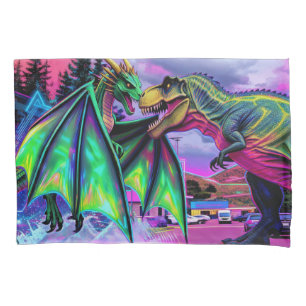 緑のドラゴン対恐竜 枕カバー