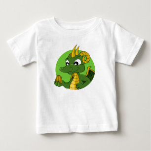 緑のドラゴン漫画ベビーTシャツ ベビーTシャツ