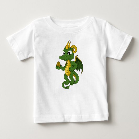 緑のドラゴン漫画ベビーTシャツ ベビーTシャツ (正面)