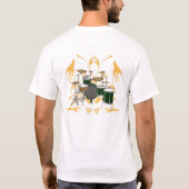 緑のドラムキット及び種族のアートワーク: 白いTシャツ Tシャツ (裏面)