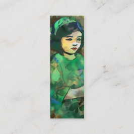 緑のドレスの少女ブックマーク スキニー名刺