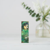 緑のドレスの少女ブックマーク スキニー名刺 (スタンド正面)