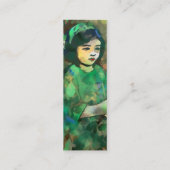 緑のドレスの少女ブックマーク スキニー名刺 (裏面)