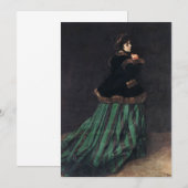 緑のドレスを着たモネ女性 招待状 (正面/裏面)