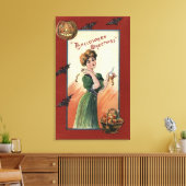 緑のドレスを着た女性がリンゴを剥く キャンバスプリント (インサイチュ (リビング))