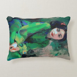 緑のドレスを着た少女 アクセントクッション