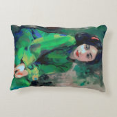 緑のドレスを着た少女 アクセントクッション (裏面)