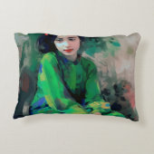 緑のドレスを着た少女 アクセントクッション (裏面)