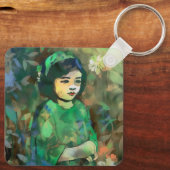 緑のドレスを着た少女 キーホルダー (裏面)
