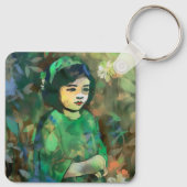 緑のドレスを着た少女 キーホルダー (裏面)