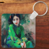 緑のドレスを着た少女 キーホルダー (裏面)