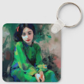 緑のドレスを着た少女 キーホルダー (裏面)