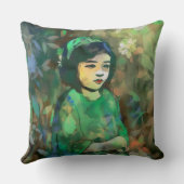 緑のドレスを着た少女 クッション (裏面)