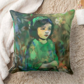 緑のドレスを着た少女 クッション (ブランケット)