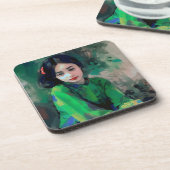 緑のドレスを着た少女 コースター (左側)