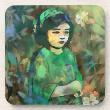 緑のドレスを着た少女