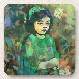 緑のドレスを着た少女 コースター