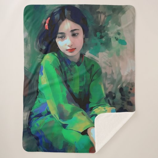緑のドレスを着た少女 シェルパブランケット (正面)