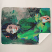 緑のドレスを着た少女 シェルパブランケット (正面(横))