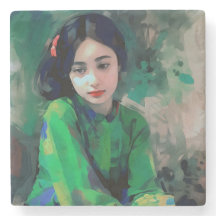 緑のドレスを着た少女