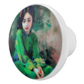 緑のドレスを着た少女 セラミックノブ (右)