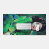 緑のドレスを着た少女 デスクマット (キーボード&マウス)