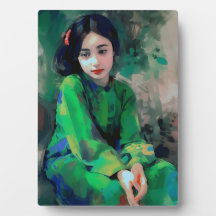 緑のドレスを着た少女