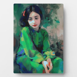 緑のドレスを着た少女 フォトプラーク