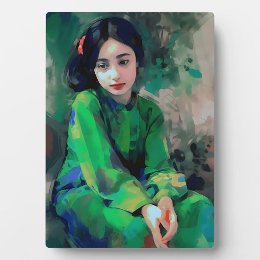 緑のドレスを着た少女 フォトプラーク (正面)