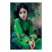 緑のドレスを着た少女