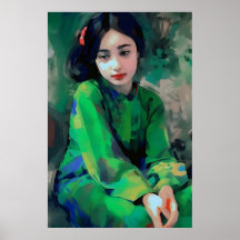 緑のドレスを着た少女